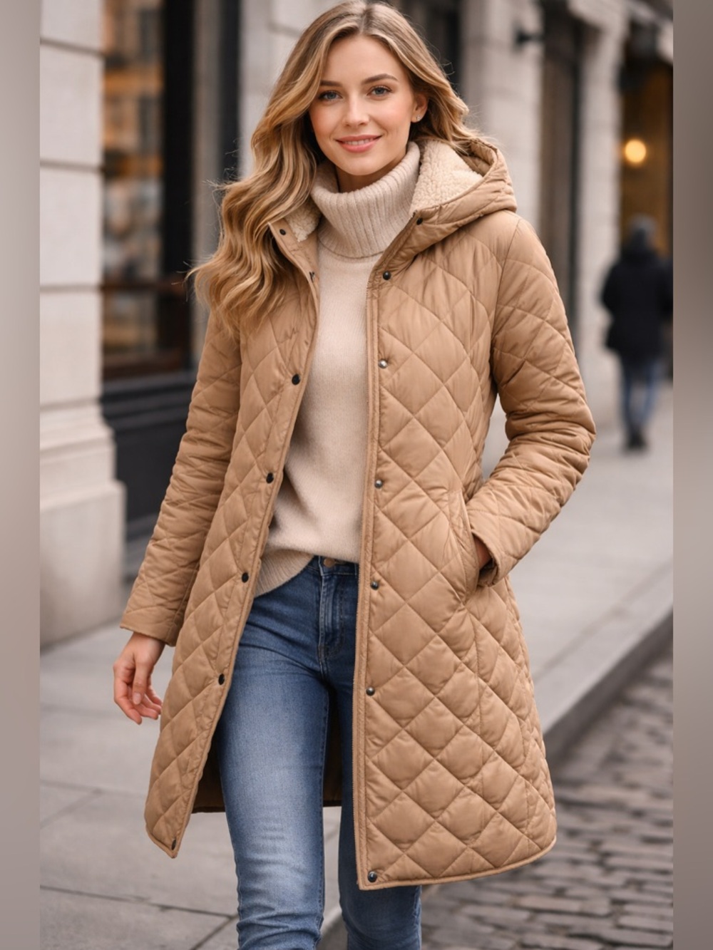 Lauren Ralph Lauren Tan Quilted Puffer Coat